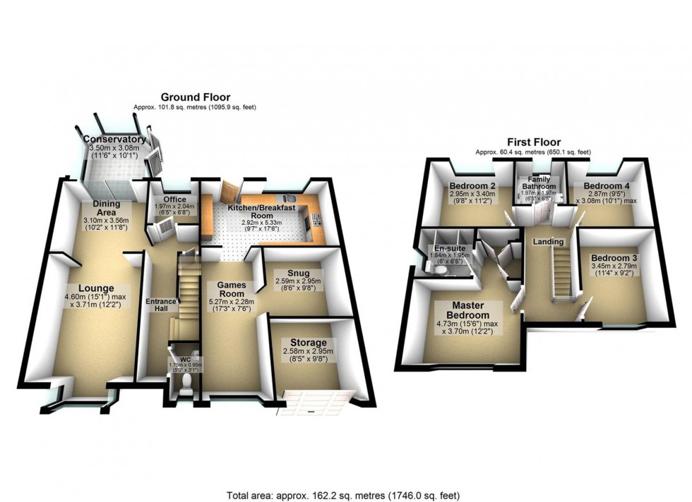 Floorplan for Burford Way, Wellingborough, NN8