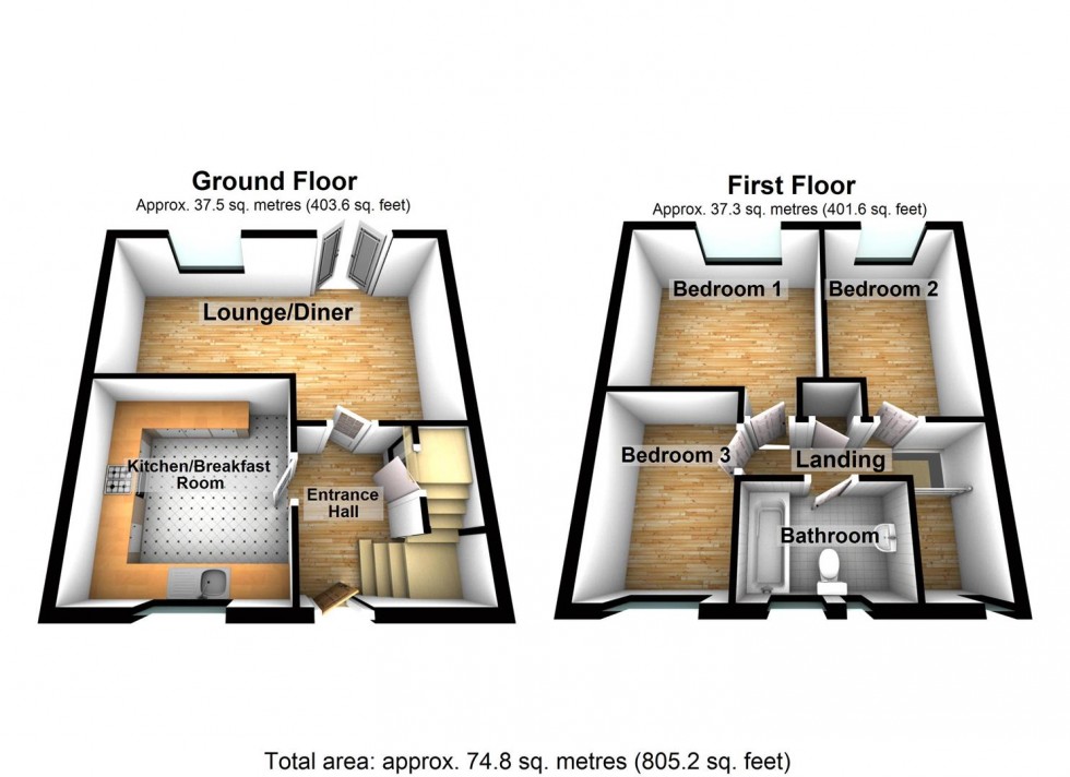 Floorplan for Kiln Way, Wellingborough