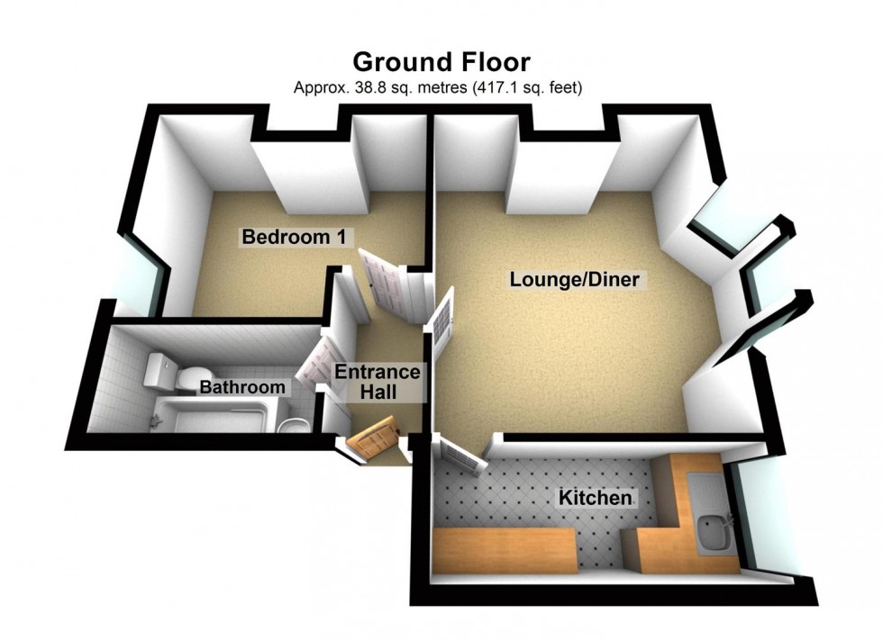 Floorplan for Flat B, 27 Hatton Park Road WellingboroughNorthants