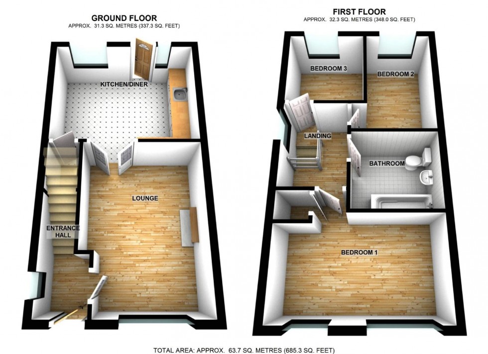 Floorplan for Linnet Close, Wellingborough