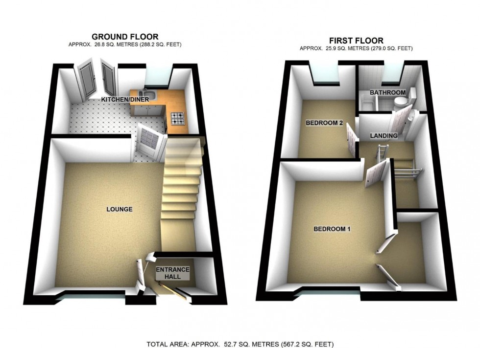 Floorplan for Chatsworth Drive, Wellingborough