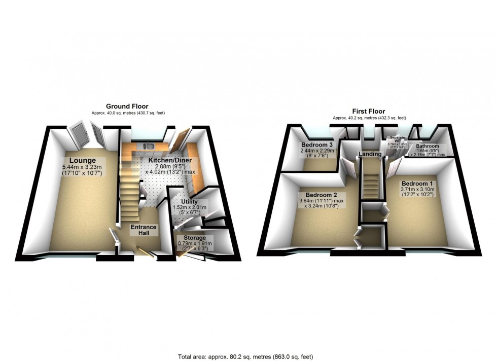 Floorplan for Shelley Road, Wellingborough, NN8