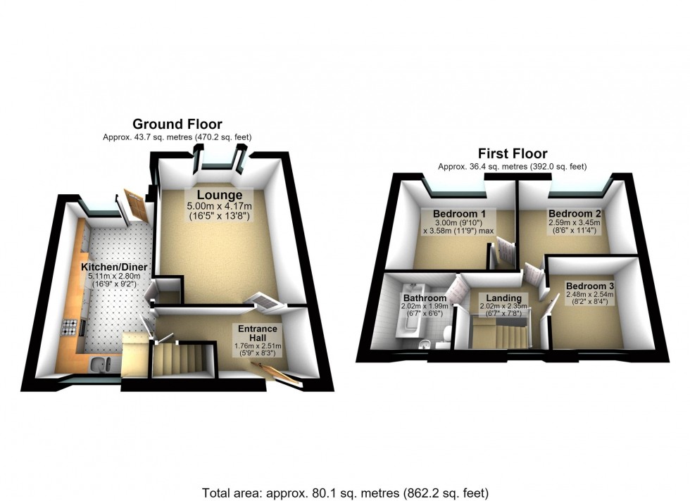 Floorplan for Wentworth Avenue, Wellingborough, NN8